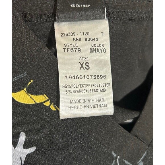 Disney Minnie Mouse Scrub Top Women's XS Black Patterned Short Sleeve - Picture 4 of 5